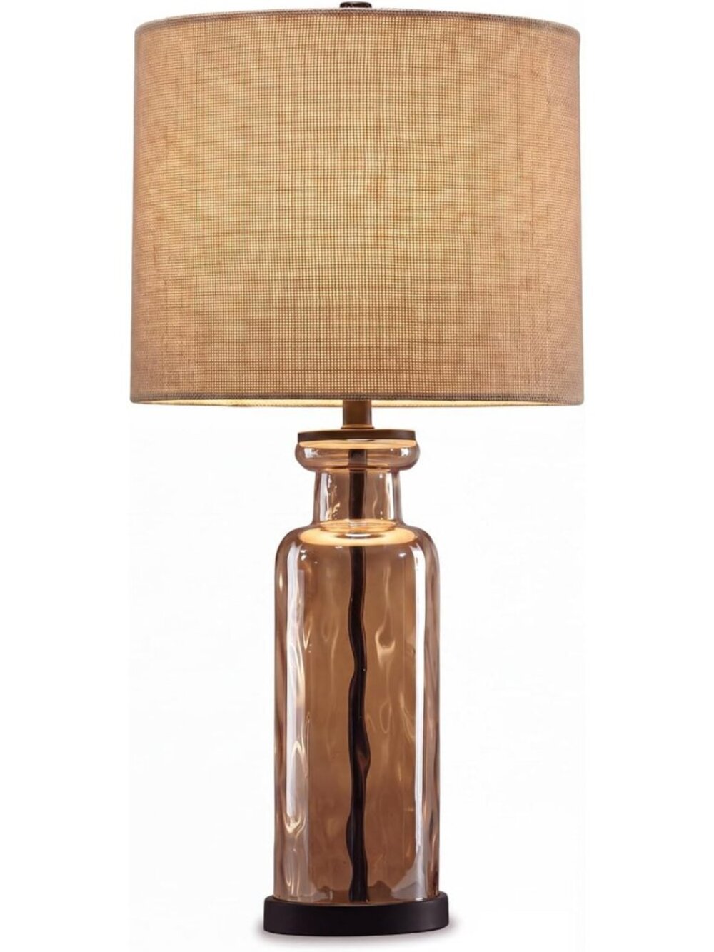 Stylish Glass Table Lamp with 3-Way Switch & Burlap Shade for Home Decor